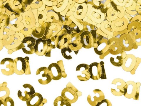 Konfetti metalizowane złote, liczba 30, 15g Partydeco