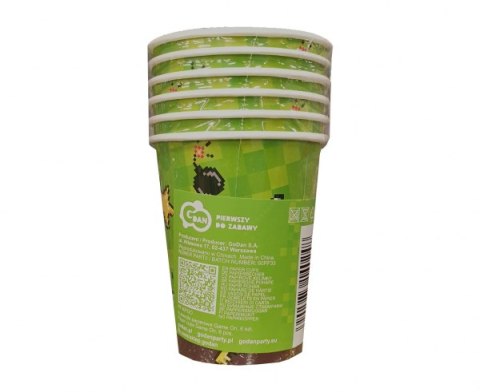 Kubeczki papierowe Piksele Game On, 200 ml, 6 szt. Godan Kubeczki papierowe Piksele Game On, 200 ml, 6 szt. Godan