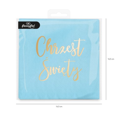 Serwetki Chrzest Święty, niebieskie 33x33cm, 10 szt. PartyPal Serwetki Chrzest Święty, niebieskie 33x33cm, 10 szt. PartyPal