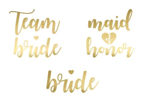 Tatuaże zmywalne Wieczór panieński, Team Bride, złote 13 szt. Partydeco Tatuaże zmywalne Wieczór panieński, Team Bride, złote 13 szt. Partydeco