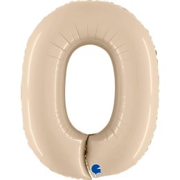 Balon Foliowy Cyfra 0, Satynowa Kremowa 102cm Grabo Grabo