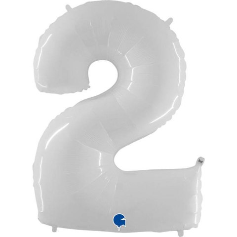Balon Foliowy Cyfra 2, Biała Shiny 102cm Grabo Grabo Balon Foliowy Cyfra 2, Biała Shiny 102cm Grabo Grabo