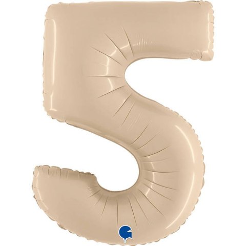 Balon Foliowy Cyfra 5, Satynowa Kremowa 102cm Grabo Grabo Balon Foliowy Cyfra 5, Satynowa Kremowa 102cm Grabo Grabo