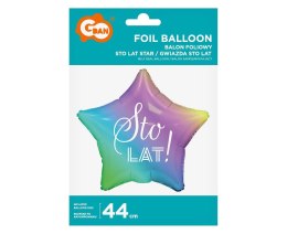 Balon Foliowy, Gwiazda tęczowa Sto Lat, 44cm Godan