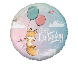Balon Foliowy, Happy Birthday lisek, 46 cm Godan