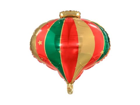Balon foliowy Bombka zielono czerwona 51x49 cm Partydeco Balon foliowy Bombka zielono czerwona 51x49 cm Partydeco