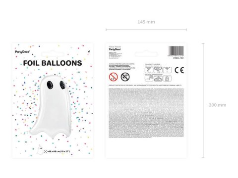 Balon foliowy Duch duszek na Halloween, 48x68cm Partydeco Balon foliowy Duch duszek na Halloween, 48x68cm Partydeco