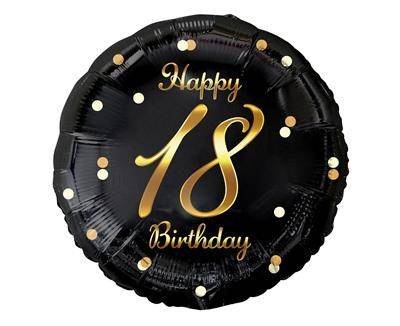 Balon foliowy Happy 18 Birthday, czarny nadruk złoty, 18' Godan Balon foliowy Happy 18 Birthday, czarny nadruk złoty, 18' Godan