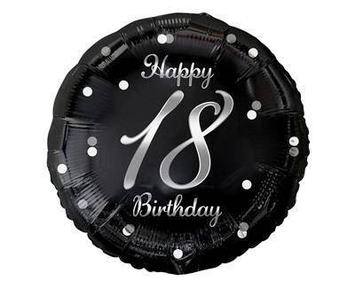 Balon foliowy Happy 18 Birthday, czarny srebrny nadruk, 46 cm Godan Balon foliowy Happy 18 Birthday, czarny srebrny nadruk, 46 cm Godan