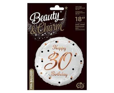 Balon foliowy Happy 30 Birthday, biały, nadruk różowo-złoty, 18' Godan Balon foliowy Happy 30 Birthday, biały, nadruk różowo-złoty, 18' Godan