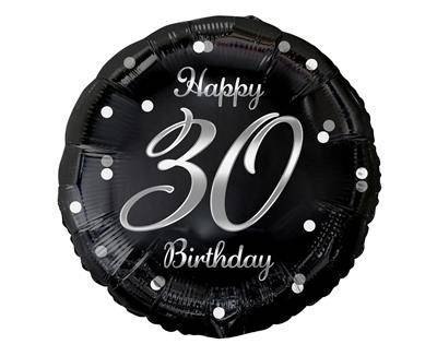 Balon foliowy Happy 30 Birthday, czarny srebrny nadruk, 46 cm Godan Balon foliowy Happy 30 Birthday, czarny srebrny nadruk, 46 cm Godan