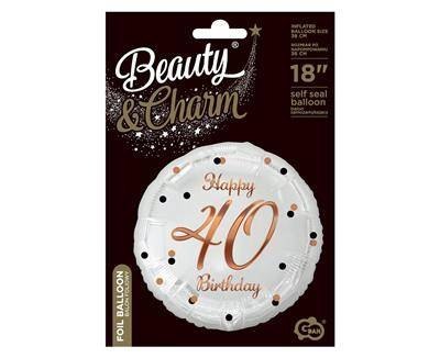 Balon foliowy Happy 40 Birthday, biały, nadruk różowo-złoty, 18' Godan Balon foliowy Happy 40 Birthday, biały, nadruk różowo-złoty, 18' Godan