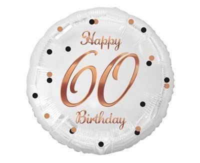 Balon foliowy Happy 60 Birthday, biały, nadruk różowo-złoty, 18' Godan Balon foliowy Happy 60 Birthday, biały, nadruk różowo-złoty, 18' Godan