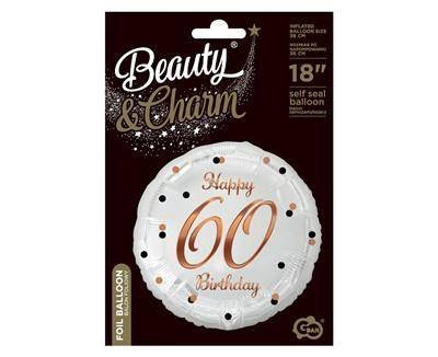 Balon foliowy Happy 60 Birthday, biały, nadruk różowo-złoty, 18' Godan Balon foliowy Happy 60 Birthday, biały, nadruk różowo-złoty, 18' Godan