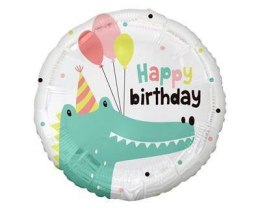 Balon foliowy Happy Birthday Krokodyl, 45 cm Godan