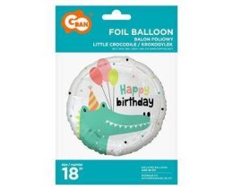 Balon foliowy Happy Birthday Krokodyl, 45 cm Godan