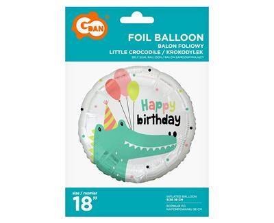 Balon foliowy Happy Birthday Krokodyl, 45 cm Godan Balon foliowy Happy Birthday Krokodyl, 45 cm Godan