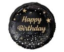 Balon foliowy Happy Birthday czarny, nadruk złoty, 18' Godan