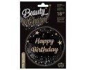 Balon foliowy Happy Birthday czarny, nadruk złoty, 18' Godan