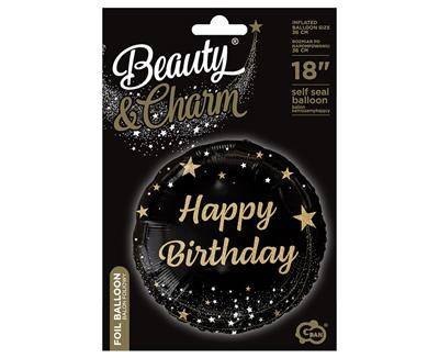 Balon foliowy Happy Birthday czarny, nadruk złoty, 18' Godan Balon foliowy Happy Birthday czarny, nadruk złoty, 18' Godan