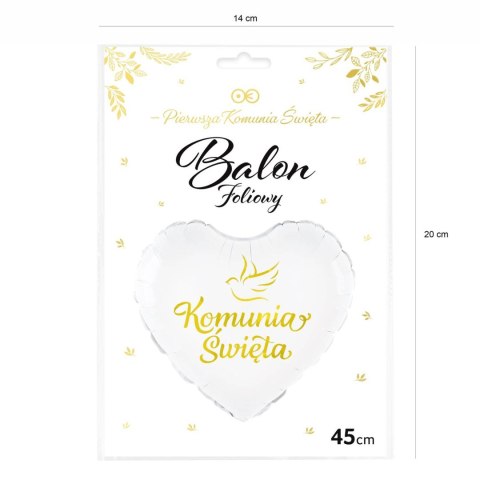 Balon foliowy Komunia Święta, gołąbek 45 cm PartyPal Balon foliowy Komunia Święta, gołąbek 45 cm PartyPal