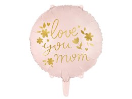 Balon foliowy Love you mom, różowy 45 cm Partydeco