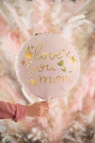 Balon foliowy Love you mom, różowy 45 cm Partydeco Balon foliowy Love you mom, różowy 45 cm Partydeco