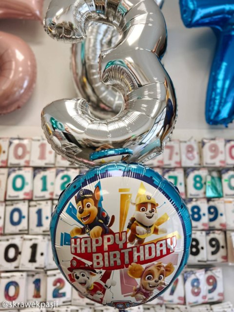 Balon foliowy Psi Patrol okrągły niebieski, Happy Birthday 46 cm Grabo Balon foliowy Psi Patrol okrągły niebieski, Happy Birthday 46 cm Grabo