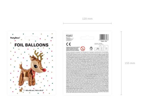 Balon foliowy Renifer, Święta 50x62 cm Partydeco Balon foliowy Renifer, Święta 50x62 cm Partydeco