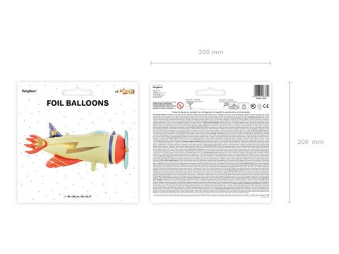 Balon foliowy Samolot, 91x39cm Partydeco Balon foliowy Samolot, 91x39cm Partydeco