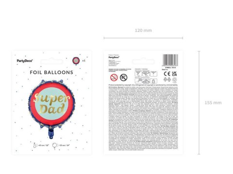 Balon foliowy Super Dad, dzień ojca 45 cm Partydeco Balon foliowy Super Dad, dzień ojca 45 cm Partydeco