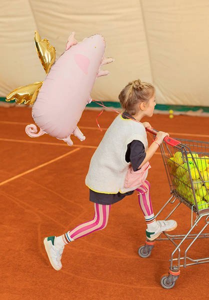Balon foliowy Świnka złote skrzydła, 72x46cm Partydeco Balon foliowy Świnka złote skrzydła, 72x46cm Partydeco