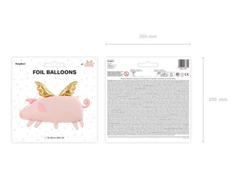 Balon foliowy Świnka złote skrzydła, 72x46cm Partydeco Balon foliowy Świnka złote skrzydła, 72x46cm Partydeco