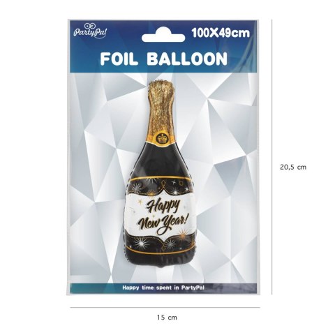 Balon foliowy Szampan Happy New Year czarny 100x49 cm VivaParty Balon foliowy Szampan Happy New Year czarny 100x49 cm VivaParty