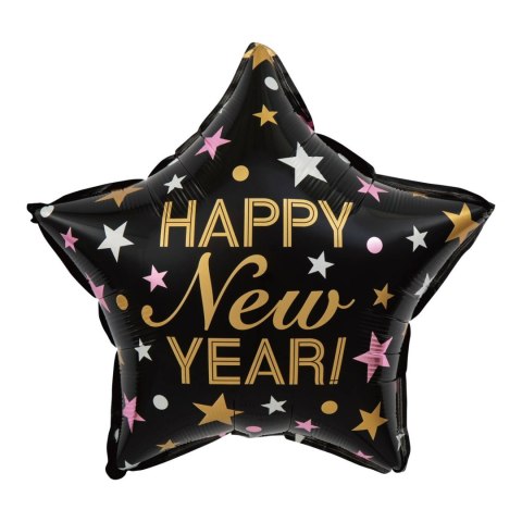 Balon foliowy gwiazda Happy New Year czarna 45 cm PartyPal Balon foliowy gwiazda Happy New Year czarna 45 cm PartyPal