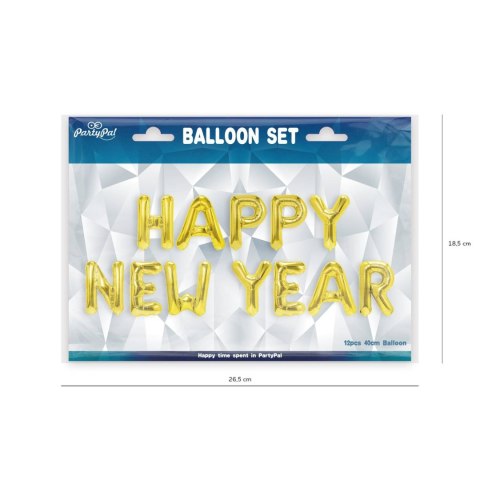 Balon foliowy napis Happy New Year złoty PartyPal Balon foliowy napis Happy New Year złoty PartyPal
