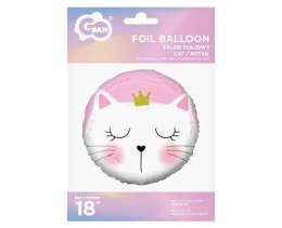 Balon foliowy okrągły Kotek, różowy, 45 cm Godan