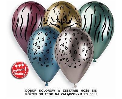 Balony Chrome Safari zwierzęce wzory, 33cm, 5 szt. Gemar Balony Chrome Safari zwierzęce wzory, 33cm, 5 szt. Gemar