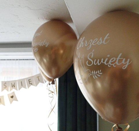 Balony Chrzest Święty złote Chrome, 30cm, 50 szt. Flowballoons Balony Chrzest Święty złote Chrome, 30cm, 50 szt. Flowballoons