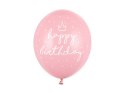 Balony Różowe urodzinowe, Happy Birthday 30cm, 6 szt. Partydeco