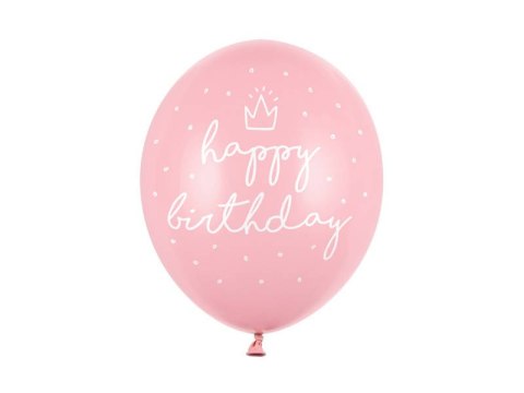 Balony Różowe urodzinowe, Happy Birthday 30cm, 6 szt. Partydeco Balony Różowe urodzinowe, Happy Birthday 30cm, 6 szt. Partydeco