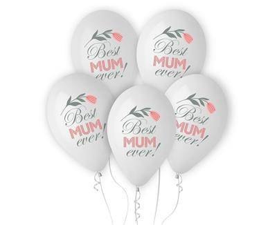 Balony lateksowe Best Mum Ever 30cm, 5 szt. Godan Balony lateksowe Best Mum Ever 30cm, 5 szt. Godan