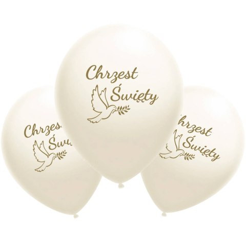 Balony lateksowe Chrzest Święty białe, złoty nadruk 10 szt. Flowballoons Balony lateksowe Chrzest Święty białe, złoty nadruk 10 szt. Flowballoons