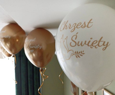 Balony lateksowe Chrzest Święty białe, złoty nadruk 10 szt. Flowballoons Balony lateksowe Chrzest Święty białe, złoty nadruk 10 szt. Flowballoons
