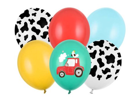 Balony lateksowe Farma, traktor 30cm, 6 sztuk Partydeco Balony lateksowe Farma, traktor 30cm, 6 sztuk Partydeco