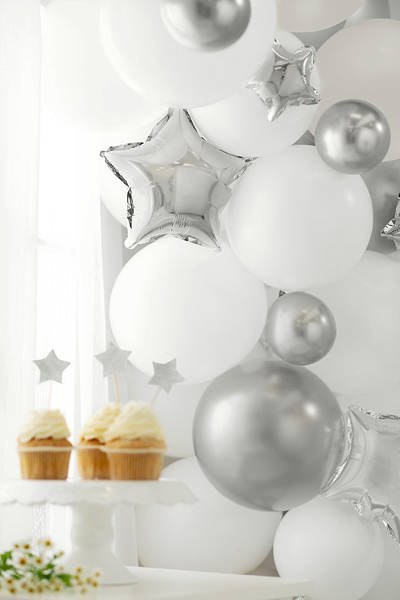 Balony lateksowe Glossy, Chrome, Srebrne, 12cm, 50 szt. Partydeco Balony lateksowe Glossy, Chrome, Srebrne, 12cm, 50 szt. Partydeco