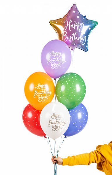 Balony lateksowe Happy birthday to you 30cm, 6 sztuk Partydeco Balony lateksowe Happy birthday to you 30cm, 6 sztuk Partydeco