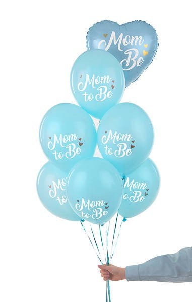 Balony lateksowe Mom to be, pastelowy niebieski 30cm, 6 sztuk Partydeco Balony lateksowe Mom to be, pastelowy niebieski 30cm, 6 sztuk Partydeco