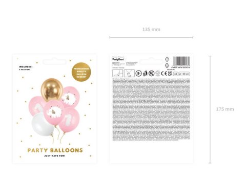 Balony lateksowe Roczek słonik, pastelowe różowe 30cm, 6 sztuk Partydeco Balony lateksowe Roczek słonik, pastelowe różowe 30cm, 6 sztuk Partydeco