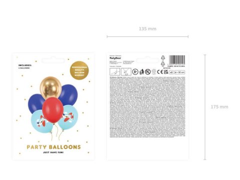 Balony lateksowe Samolot mix 30cm, 6 sztuk Partydeco Balony lateksowe Samolot mix 30cm, 6 sztuk Partydeco